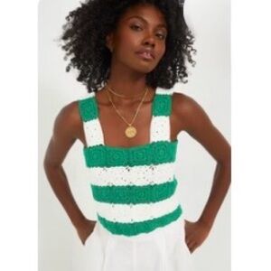 Green and White Cooper Crochet Crop Top size medium